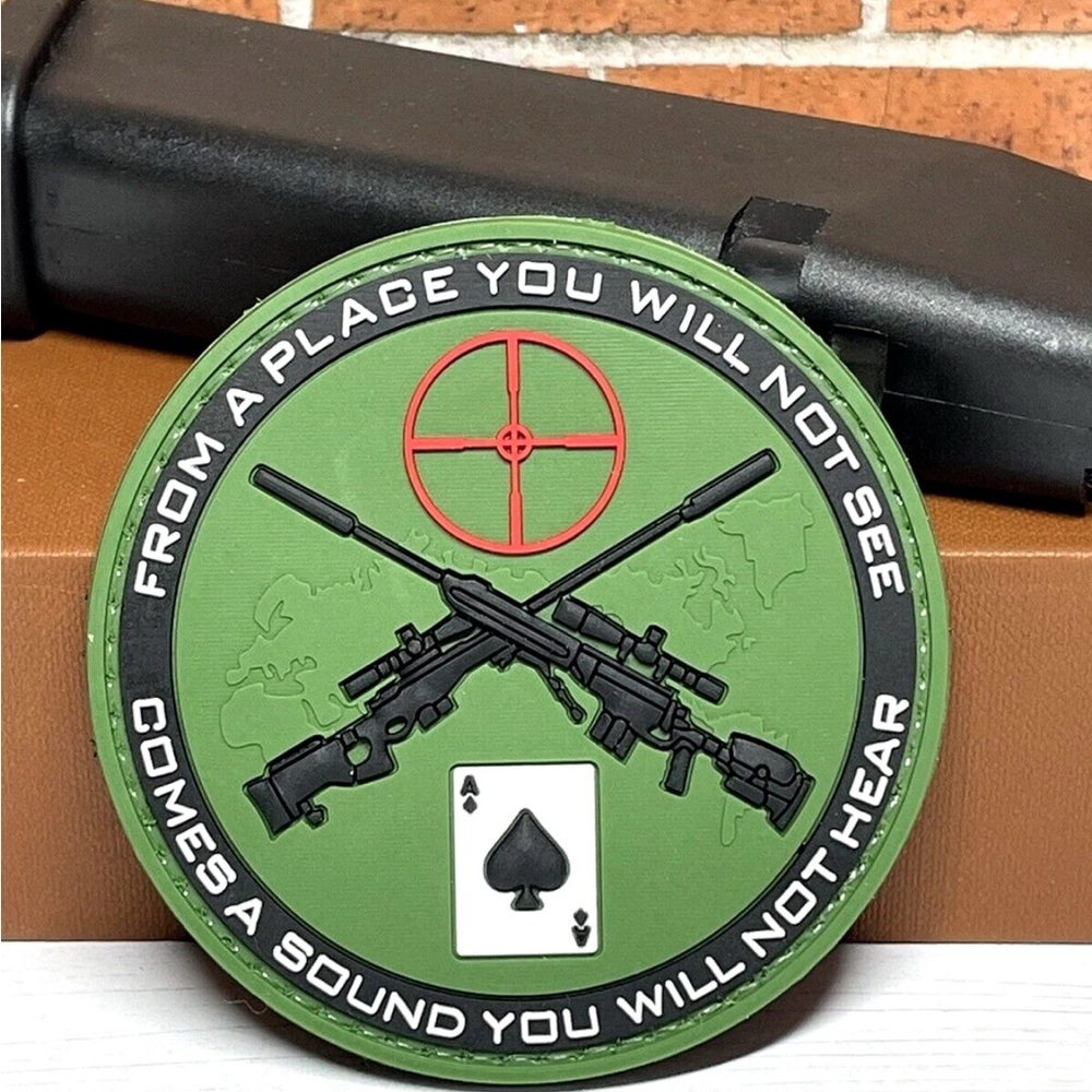 Sniper PVC Patch - Tactical Morale Sniper Ace Card Gun Patch - Hook Gun Patch